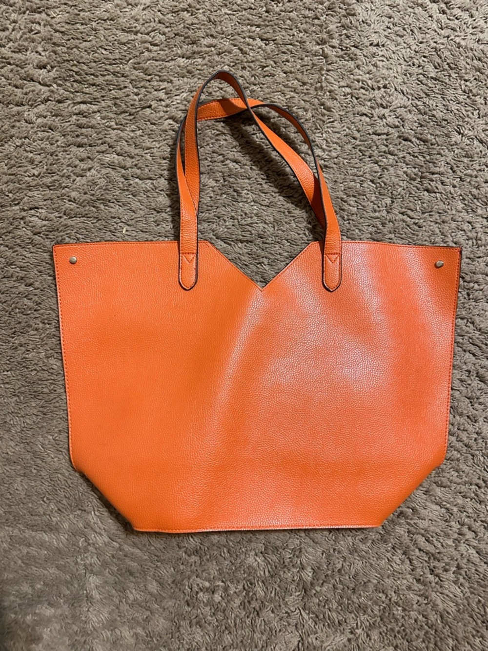NEIMAN MARCUS Leather Tote Bag Orange Vegan Leather Tassels 18”x13”